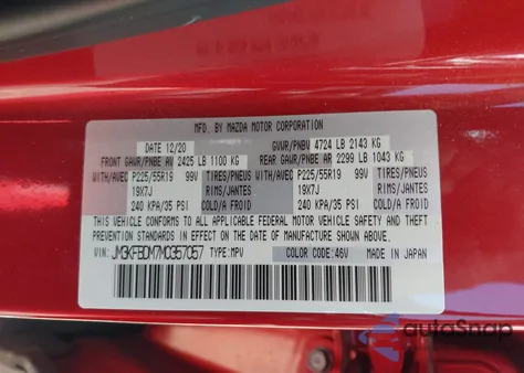 2021 Mazda Cx-5 Grand Touring z USA, uszkodzony, nr VIN JM3KFBDM7M0357057